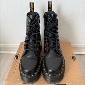 Dr. Martens Black Boots with Yellow Stitching